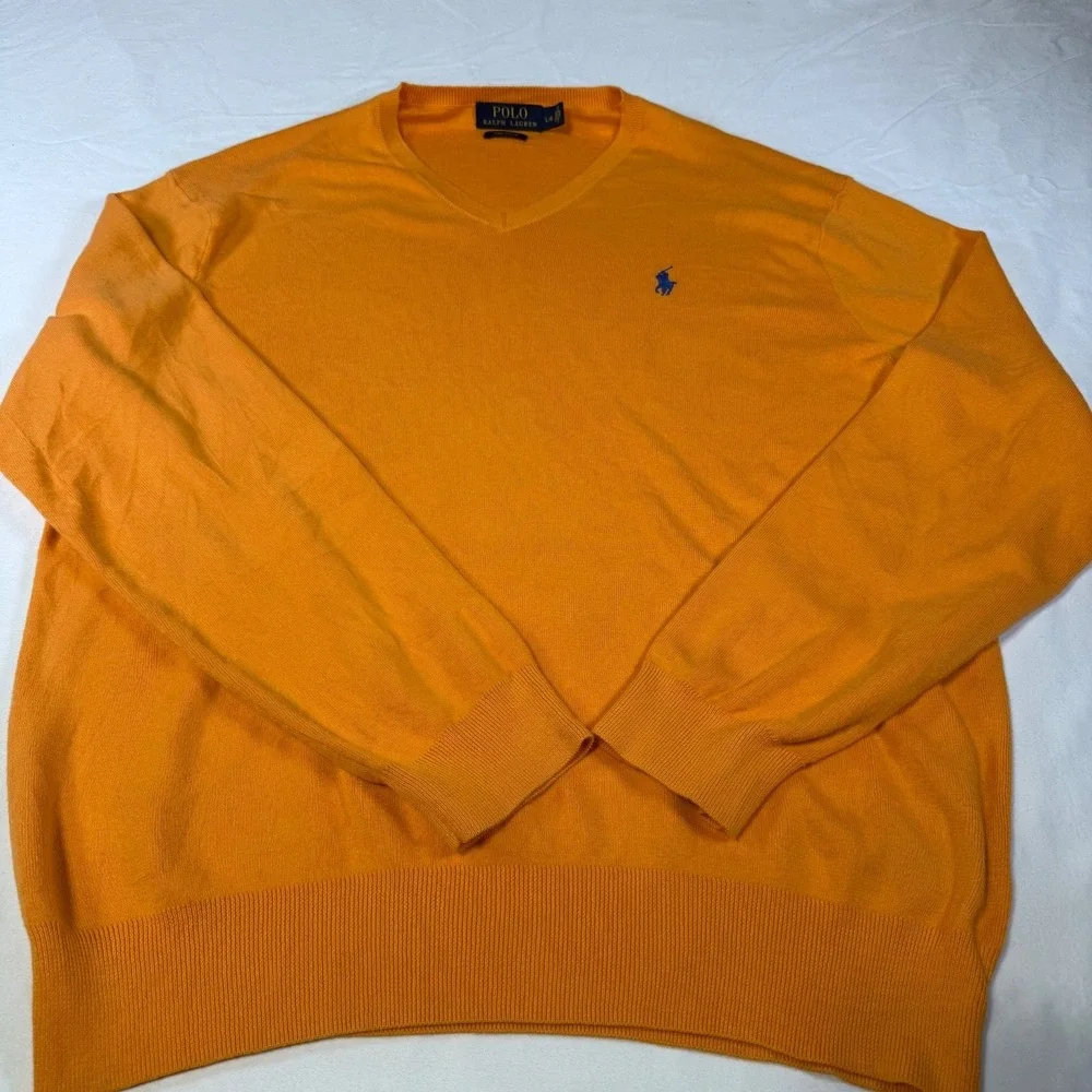 Lot of 2 Polo Ralph Lauren V‎ Neck Sweaters Pima Cotton Men's Size Large
